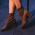 Botines de tacón mujer de antelina marrón Pineda