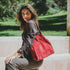 Bolso tote de piel serraje liso de mujer rojo Cloe