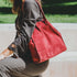 Bolso tote de piel serraje liso de mujer rojo Cloe