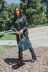 Bolso de piel de serraje para mujer estilo shopper negro Agatha