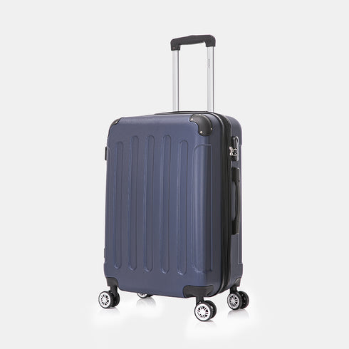 RAYKONG Maleta Mediana ABS 66x43x25cm | 71L | 24 Pulgadas | hasta 23kg semirígidas - AzulMarino