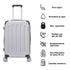 RAYKONG Maleta Mediana ABS 66x43x25cm | 71L | 24 Pulgadas | hasta 23kg semirígidas - Plata