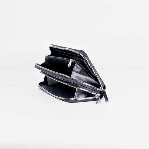 Billetera de piel Vintage Carol Negro