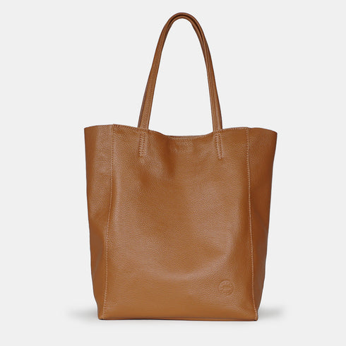 Bolso shopper para mujer de piel para personalizar marrón Amy