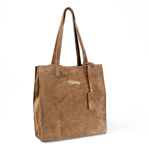 Bolso tote de piel liso de mujer marrón Stella