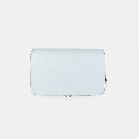 Bolso de bandolera porta móvil de piel Pili celeste