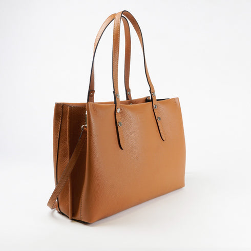 Bolso shopper tote de piel marrón Hayley