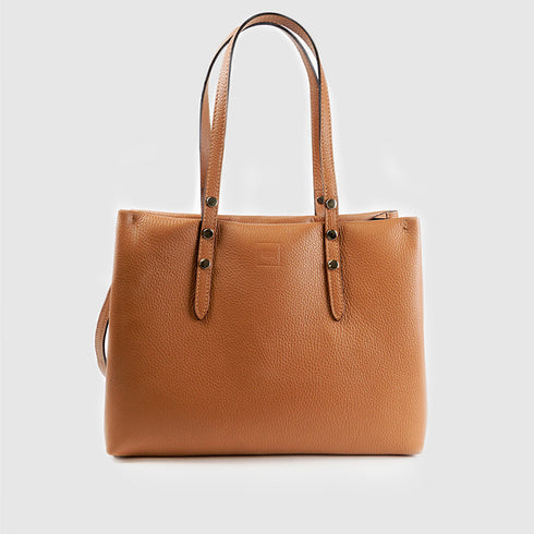 Bolso shopper tote de piel marrón Hayley